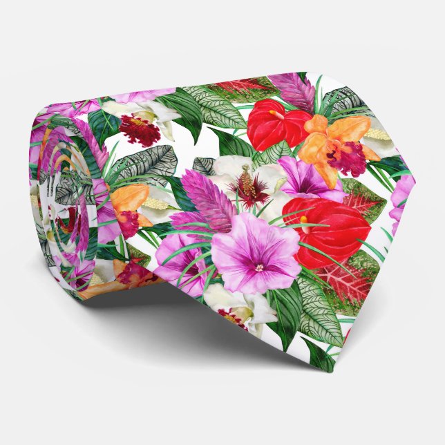 Coastal Paradise Blooms Neck Tie (Rolled)