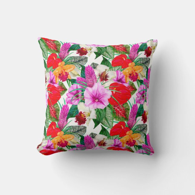 Coastal Paradise Blooms Throw Pillow (Front)