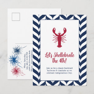 Coastal Patriotic 4th of July Party Invitation Postcard