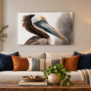 Coastal Pelican Acrylic Wall Art 36x24