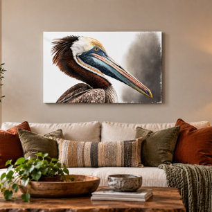 Coastal Pelican Gallery Wrap Wall Art 36x24