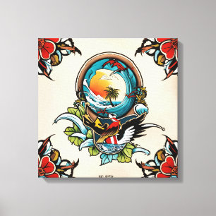 Coastal Pelicans on Marina Pier Canvas Wall Art...