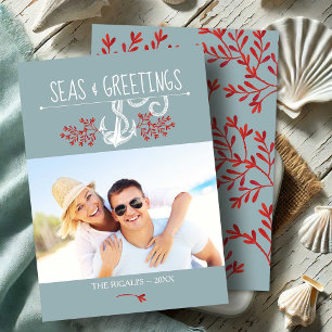 Coastal Photo Holiday Greeting Anchor Card