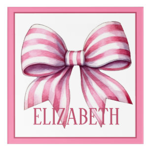 Coastal Pink and White Watercolor Bow Personalized Acrylic Print