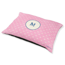 Coastal Pink and White Whale Monogrammed Dog Bed