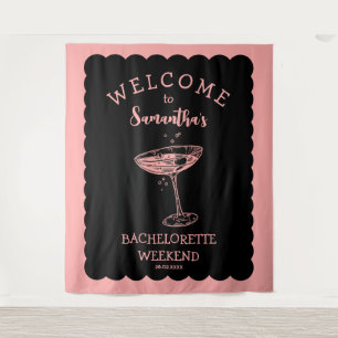 Coastal Pink Bachelorette Party Backdrop Cocktail
