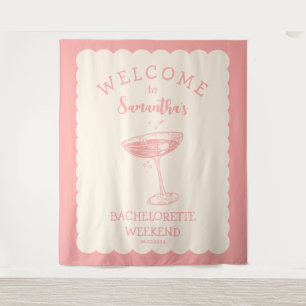 Coastal Pink Bachelorette Party Backdrop Cocktail