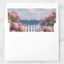Coastal Pink Hydrangea Painting Envelope Liners