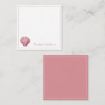 Coastal Pink Seashell on White Personalized Note Card