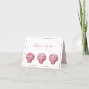 Coastal Pink Seashell Personalized Letterpress Thank You Card