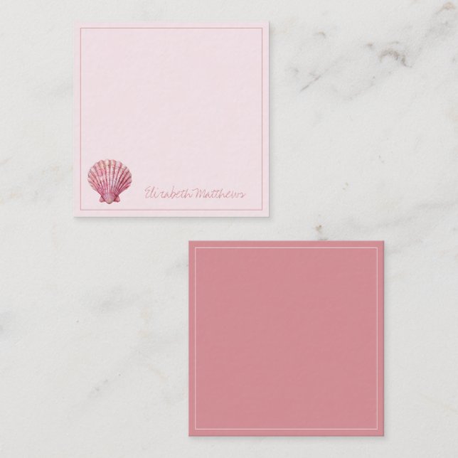 Coastal Pink Seashell Personalized Note Card (Front/Back)