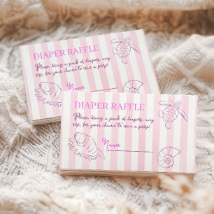 Coastal Pink Stripes Girl Sea Soon You Baby Shower Enclosure Card