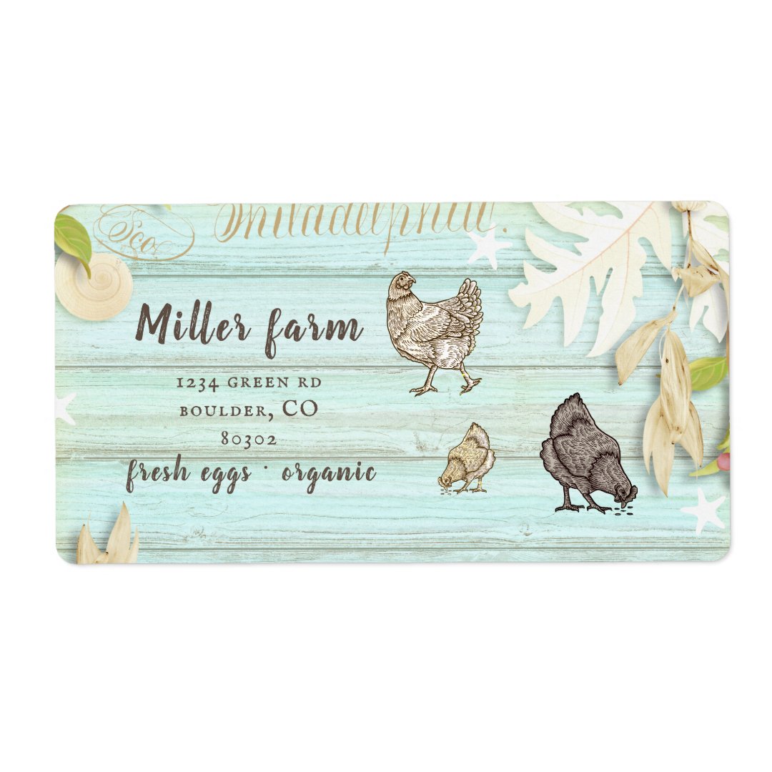 coastal plank wood rustic script Egg Carton Label | Zazzle