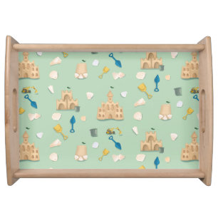 Coastal Playful Sand Castle Beach House Serving Tray