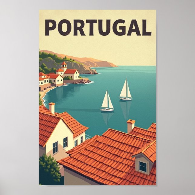 Coastal Portugal – Retro Seaside Escape Poster (Front)