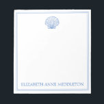 Coastal Preppy Blue and White Shell Personalized Notepad<br><div class="desc">This coastal inspired notepad features a classic coastal scallop seashell in blue and white and can be personalized with your choice of name or special text in matching blue.</div>