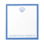 Coastal Preppy Blue And White Shell Personalized Notepad at Zazzle