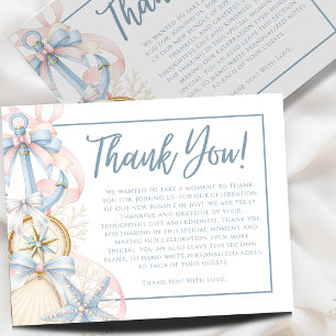 Coastal Preppy Blue Baby Shower Books for Baby Thank You Card