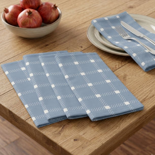 Coastal Preppy Dusty Blue Gingham Plaid Cloth Napkin