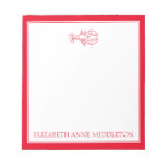 Coastal Preppy Red And White Lobster Personalized Notepad at Zazzle