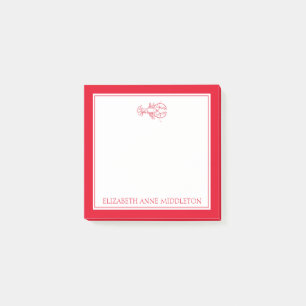Coastal Preppy Red and White Lobster Personalized Post-it Notes