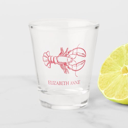 Coastal Preppy Red Lobster Personalized Shot Glass