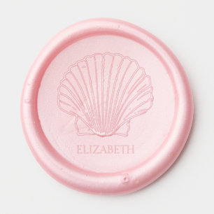 Coastal Preppy Scallop Shell Personalized Wax Seal Sticker