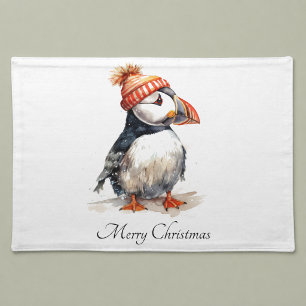 Coastal Puffin Christmas Tablescape Cloth Placemat