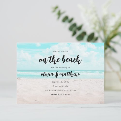 Coastal QR Code Destination Wedding Invitation