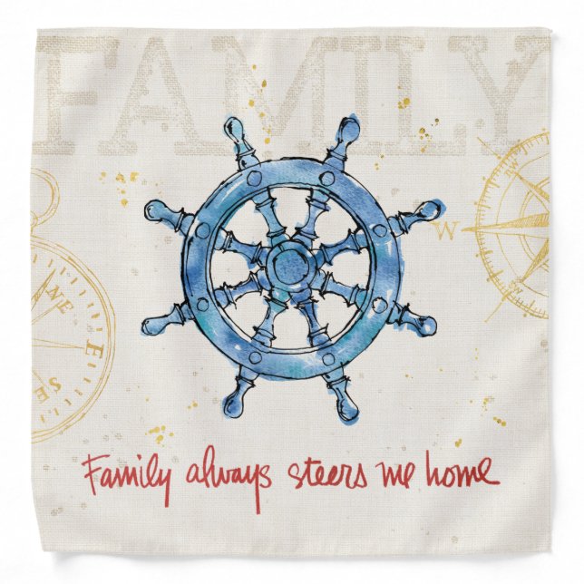 Coastal Quote | Family Always Steers me Home Bandana (Front)