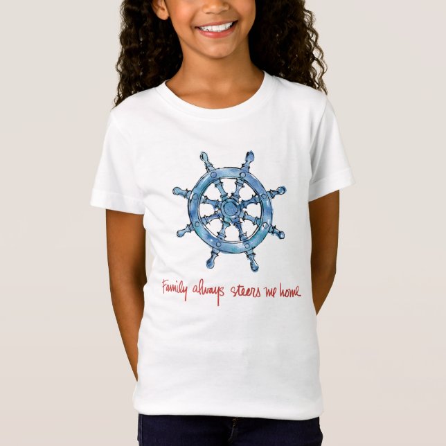 Coastal Quote | Family Always Steers me Home T-Shirt (Front)
