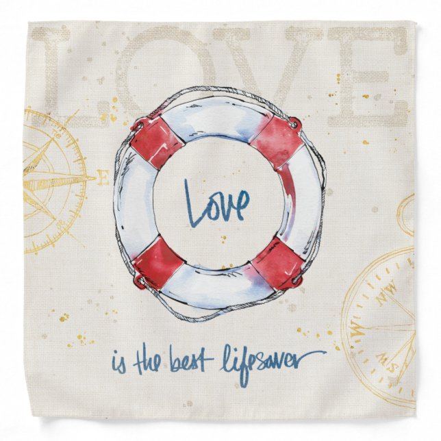 Coastal Quote | Love is the best lifesaver Bandana (Front)