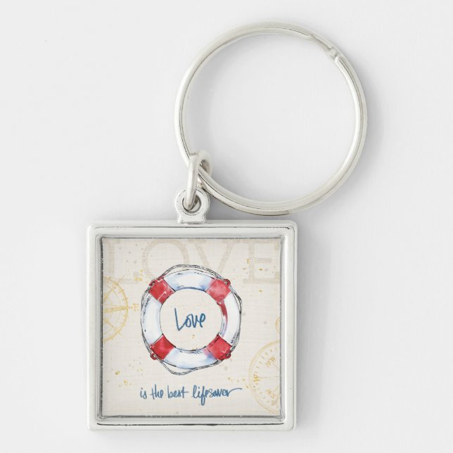 Coastal Quote | Love is the best lifesaver Keychain (Front)