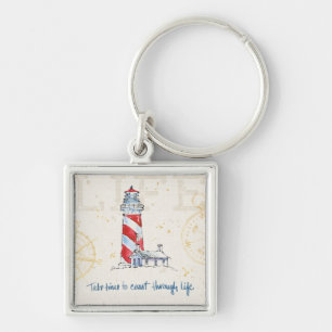 Coastal Quote Take Time To Coast Through Life Keychain