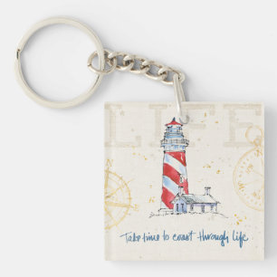 Coastal Quote Take Time To Coast Through Life Keychain