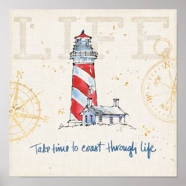 Coastal Quote | Take Time To Coast Through Life Poster (Front)