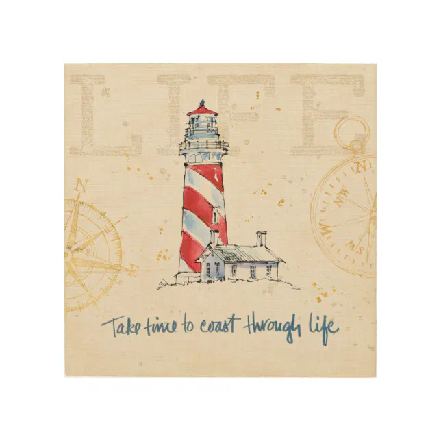 Coastal Quote Take Time To Coast Through Life Wood Wall Art Zazzle