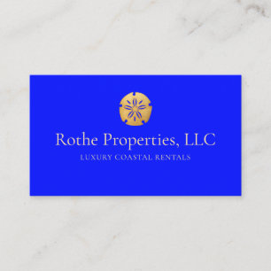 Coastal Real Estate Gold Sand Dollar Cobalt Blue Business Card