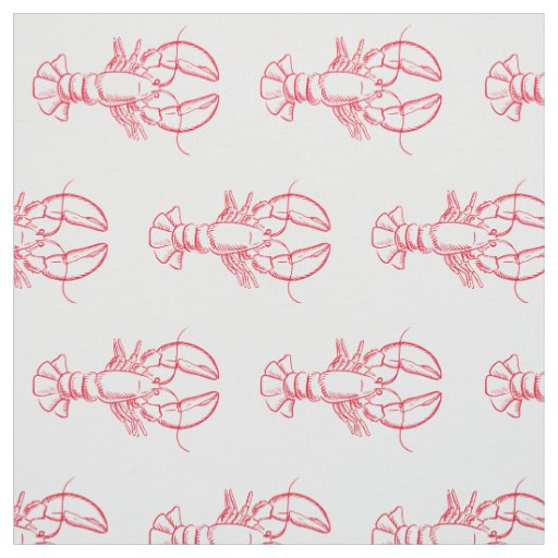Coastal Red and White Lobsters Fabric