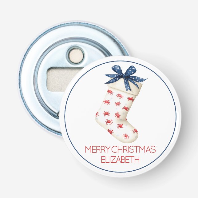 Coastal Red Crab Christmas Stocking Bottle Opener (Front)