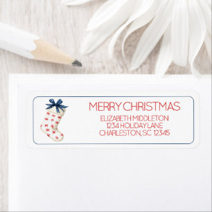 Coastal Red Crab Christmas Stocking Label