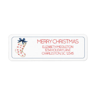Coastal Red Crab Christmas Stocking Label