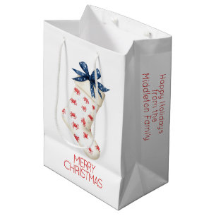 Coastal Red Crab Christmas Stocking Medium Gift Bag