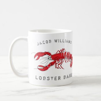 Coastal Red Lobster Monogrammed Name Coffee Mug by ilovedigis at Zazzle