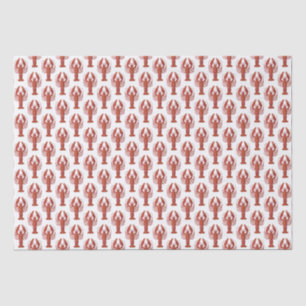 Coastal Red Orange Antique Lobster Pattern Tissue Paper