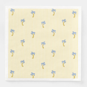 Coastal Resort Palm Tree Stripes Amalfi Limoncello Paper Dinner Napkins