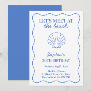 Coastal Retro Summer 30th Birthday Party Invitation