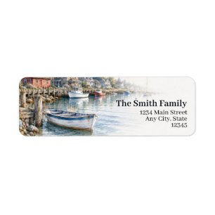 Coastal Return Address Labels Harbor Boats