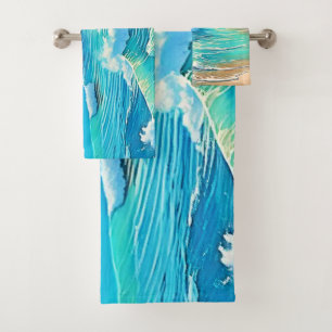 Coastal Rock Scene Design Bath Towel Set