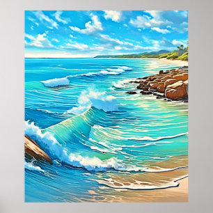 Coastal Rock Scene Design Poster